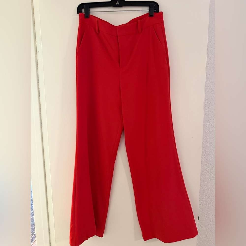 NEW Alice + Olivia Vibrant Red Wide Leg Pants size 10